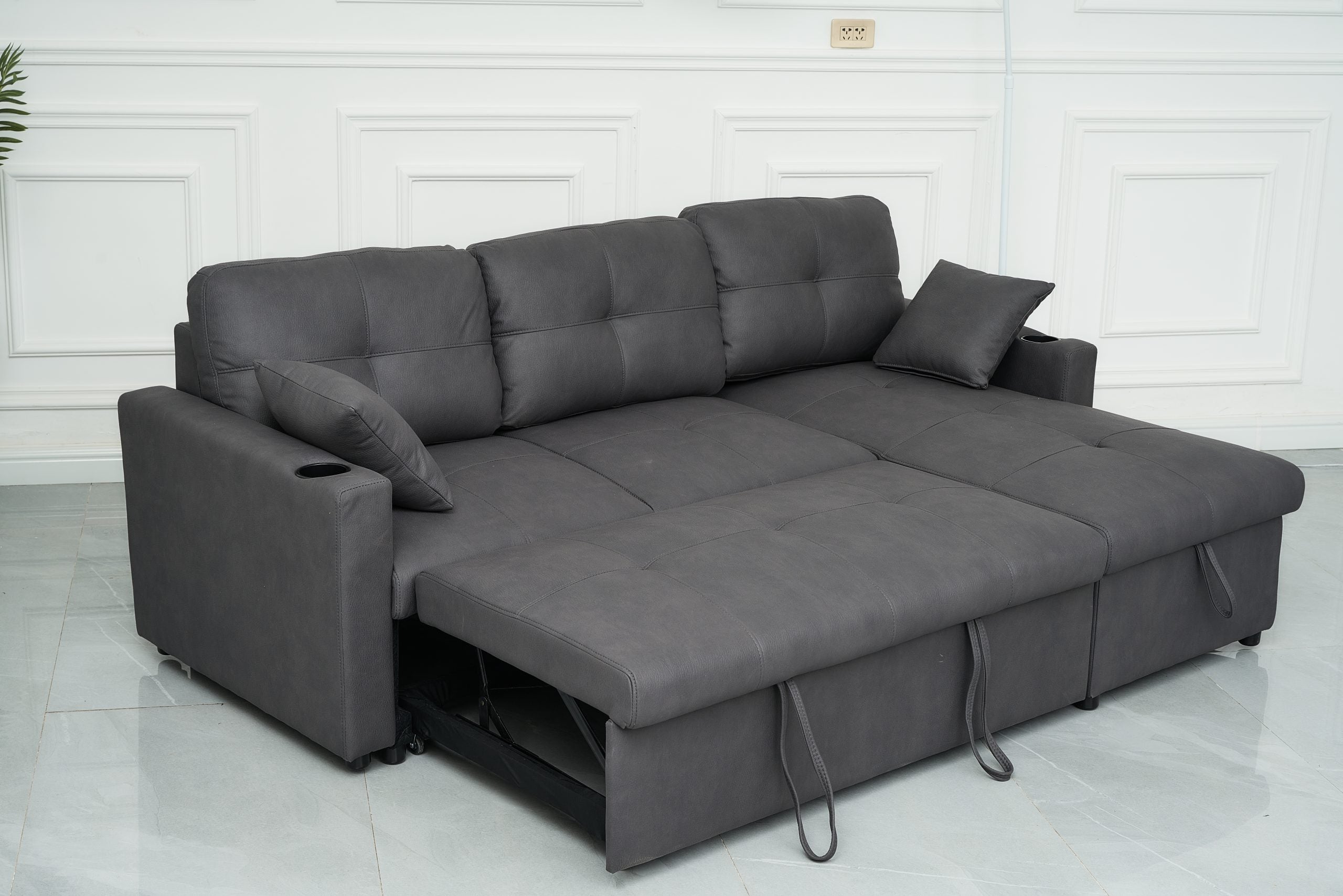3 Seater Sofa Bed with Reversible Storage Chaise