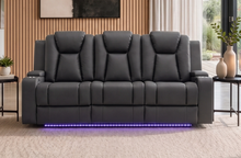 Load image into Gallery viewer, 3 seater with end electric recliners &amp; adjustable headrests
