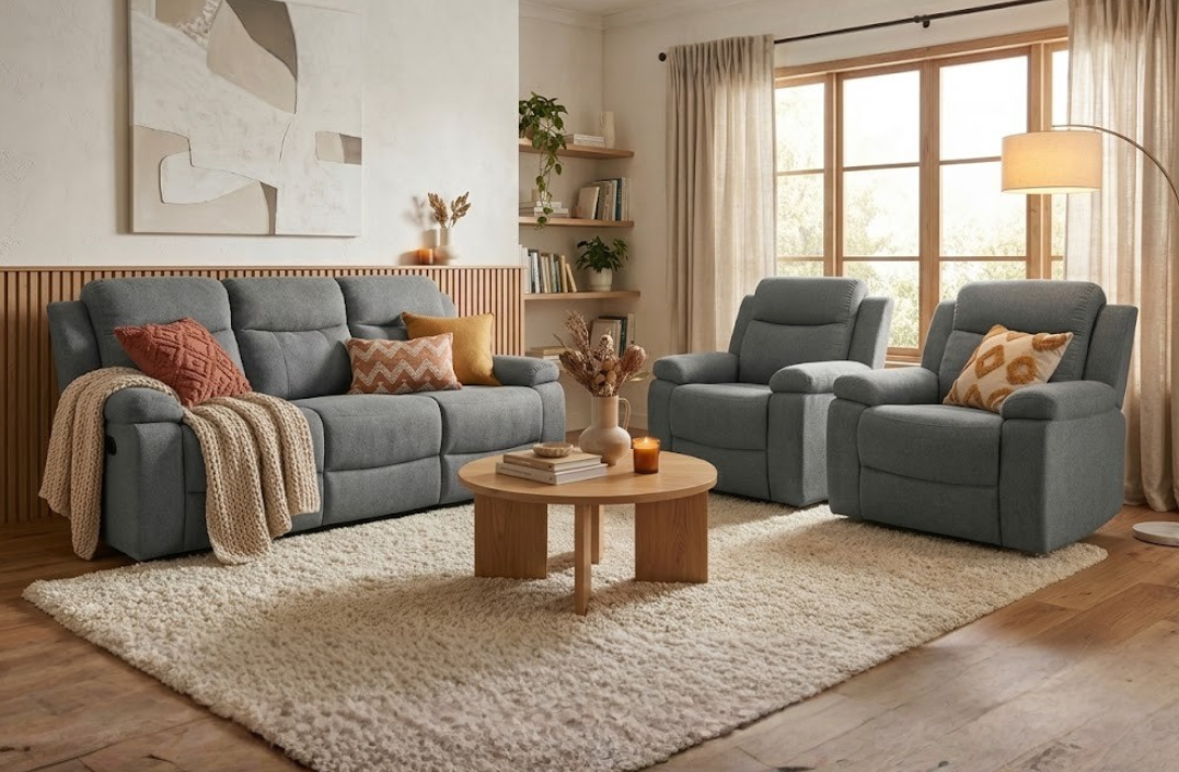 3 Seater with End Recliners + 2 Recliners