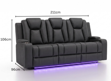 Load image into Gallery viewer, 3 seater with end electric recliners &amp; adjustable headrests
