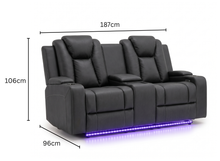 Load image into Gallery viewer, 2 seater with end electric recliners &amp; adjustable headrests &amp; console
