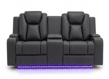 Load image into Gallery viewer, 2 seater with end electric recliners &amp; adjustable headrests &amp; console
