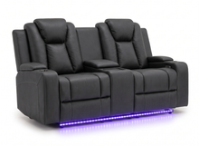 Load image into Gallery viewer, 2 seater with end electric recliners &amp; adjustable headrests &amp; console
