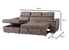 Load image into Gallery viewer, 3 seater with storage chaise &amp; sofa bed
