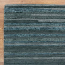 Load image into Gallery viewer, Les Nomades Linear Teal Wool Rug
