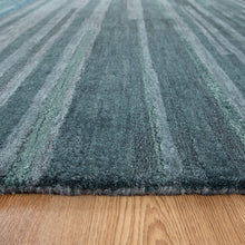 Load image into Gallery viewer, Les Nomades Linear Teal Wool Rug
