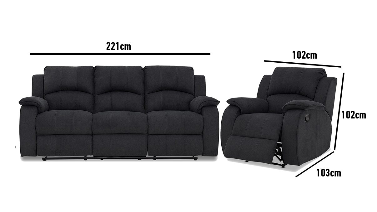 3 Seater with End Recliners + 2 Recliners