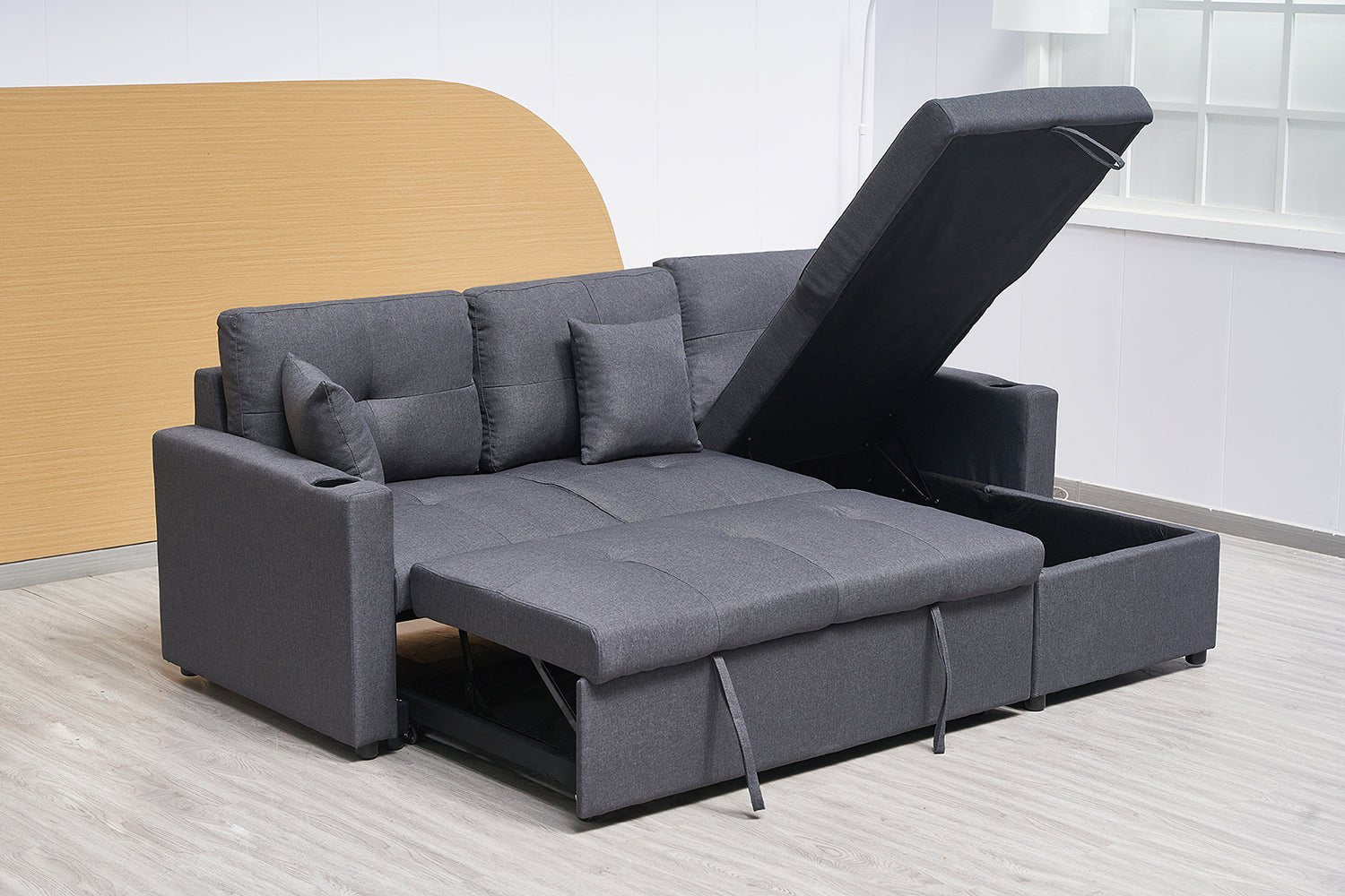 3 Seater Sofa Bed with Reversible Storage Chaise