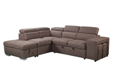 Load image into Gallery viewer, Corner with storage chaise sofa bed &amp; 2 ottomans
