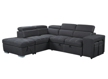 Load image into Gallery viewer, Corner with storage chaise sofa bed &amp; 2 ottomans
