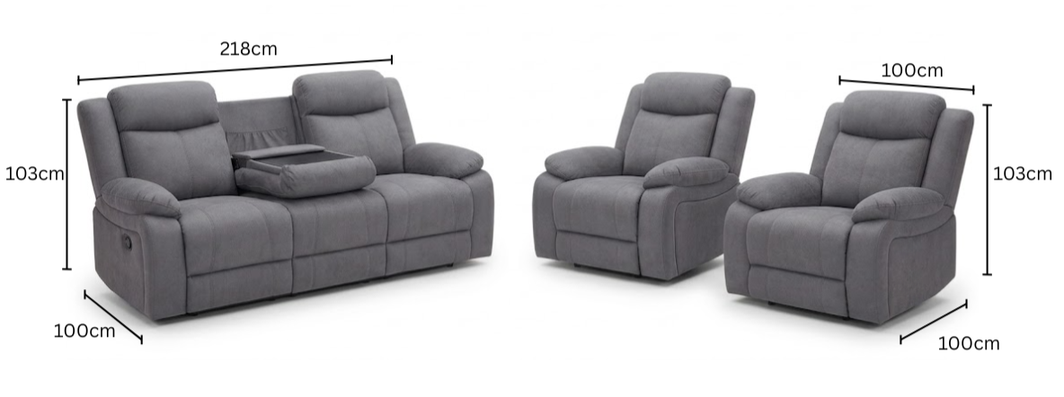 3 Seater with End Recliners + 2 Recliners