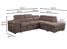 Load image into Gallery viewer, Corner with storage chaise sofa bed &amp; 2 ottomans
