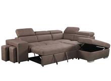 Load image into Gallery viewer, Corner with storage chaise sofa bed &amp; 2 ottomans
