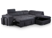 Load image into Gallery viewer, Corner with storage chaise sofa bed &amp; 2 ottomans
