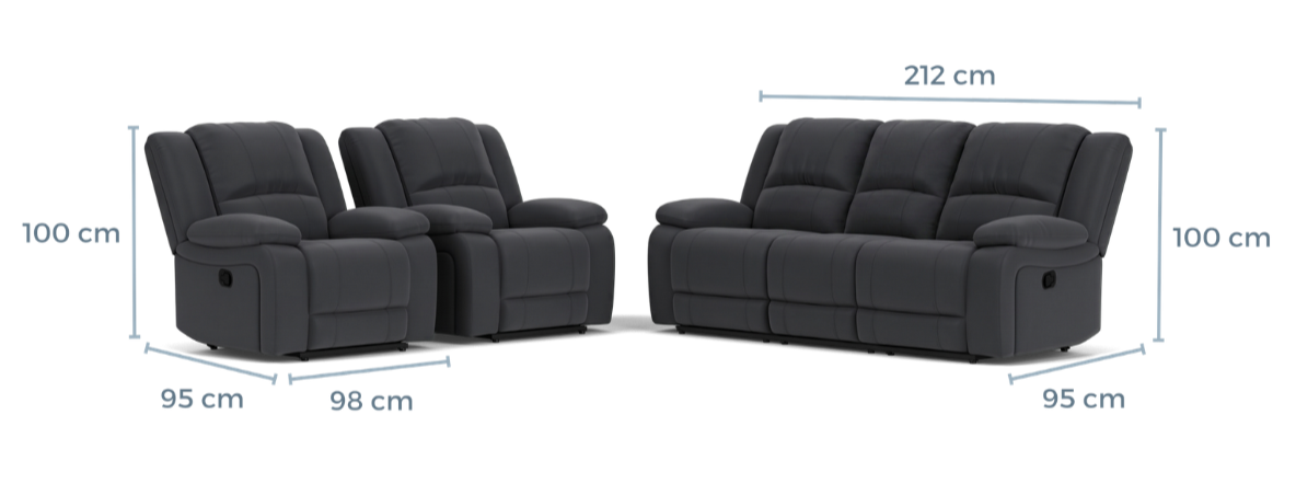 3 Seater with End Recliners + 2 Single Recliners