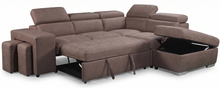 Load image into Gallery viewer, Corner with storage chaise sofa bed &amp; 2 ottomans

