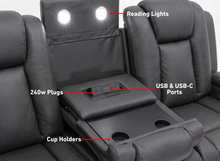 Load image into Gallery viewer, 3 seater with end electric recliners &amp; adjustable headrests
