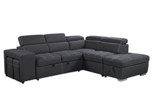 Load image into Gallery viewer, Corner with storage chaise sofa bed &amp; 2 ottomans
