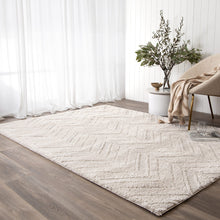 Load image into Gallery viewer, Tender Chevron Beige Shag Rug
