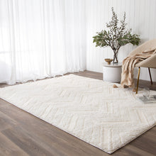 Load image into Gallery viewer, Tender Chevron Cream Shag Rug
