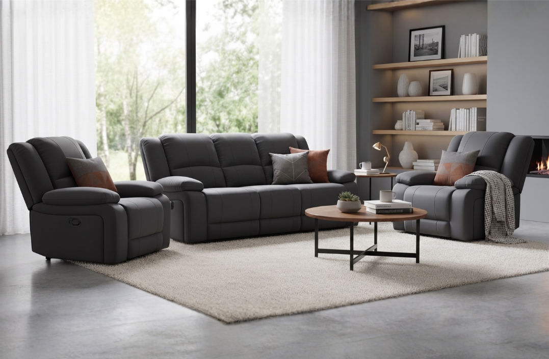3 Seater with End Recliners + 2 Single Recliners
