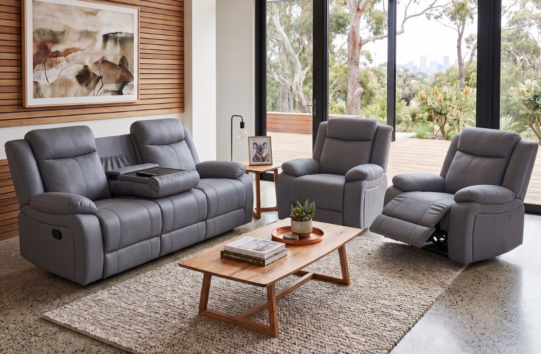 3 Seater with End Recliners + 2 Recliners