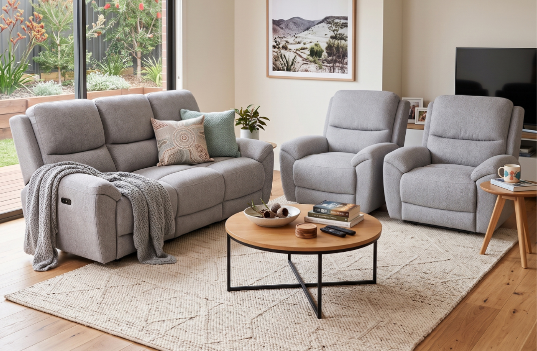 3 Seater with End Electric Recliners + 2 Electric Recliners