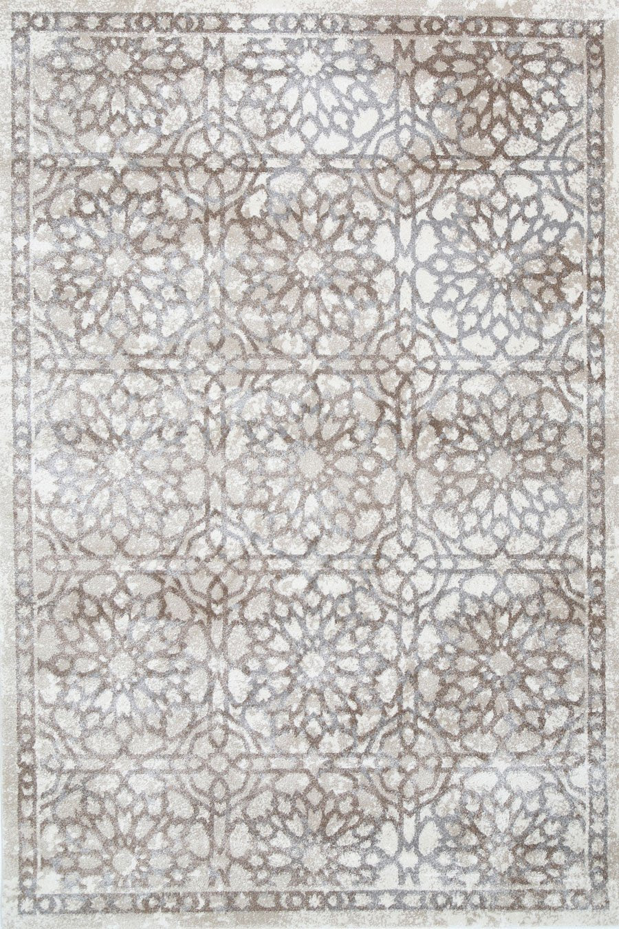 Grey and Beige Demask Rug
