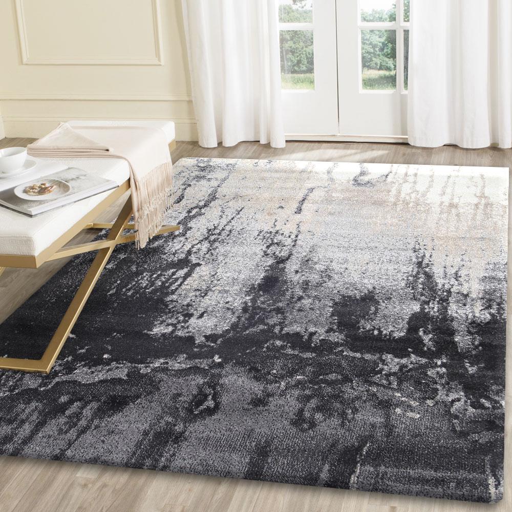 Grey and Beige Abstract Rug