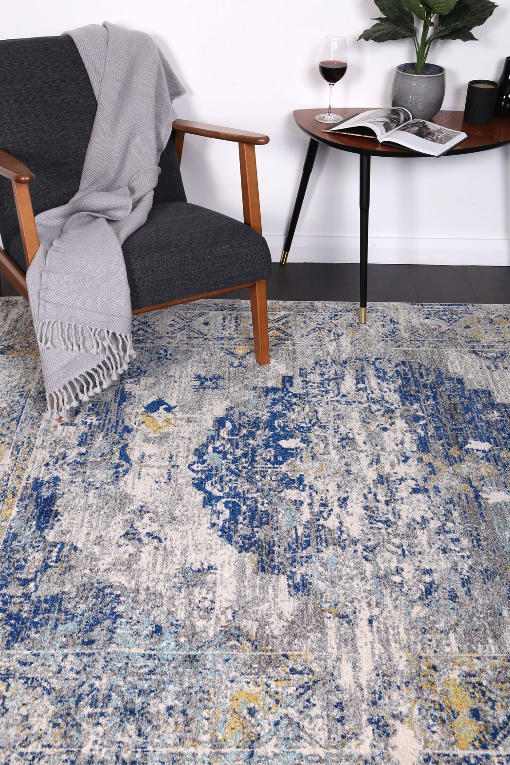 Blue Green Distressed Rug