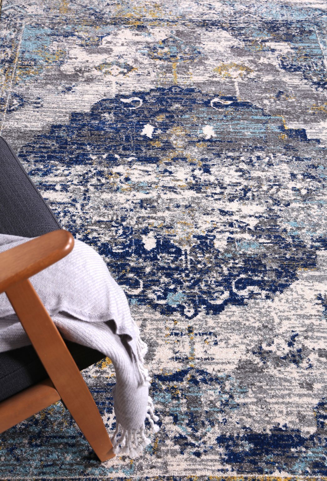 Blue Green Distressed Rug