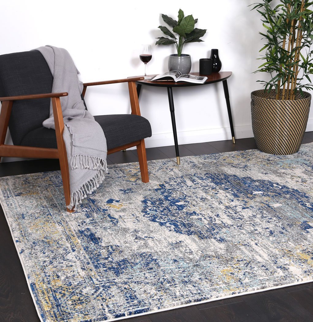 Blue Green Distressed Rug