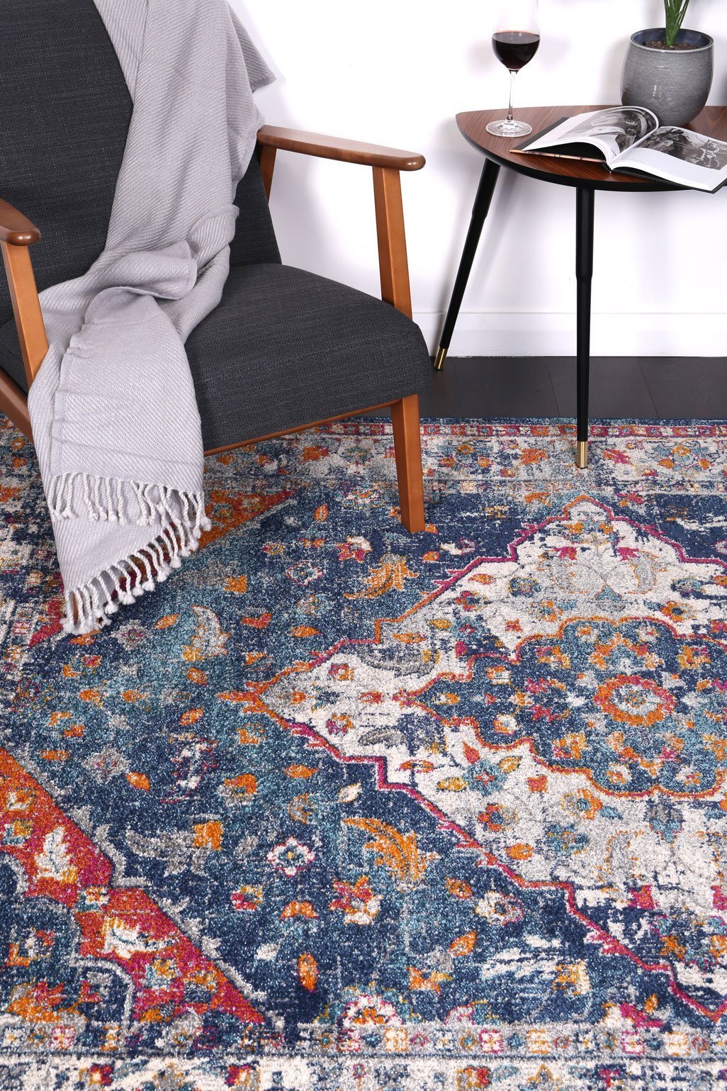 Navy Multi Oriental Rug