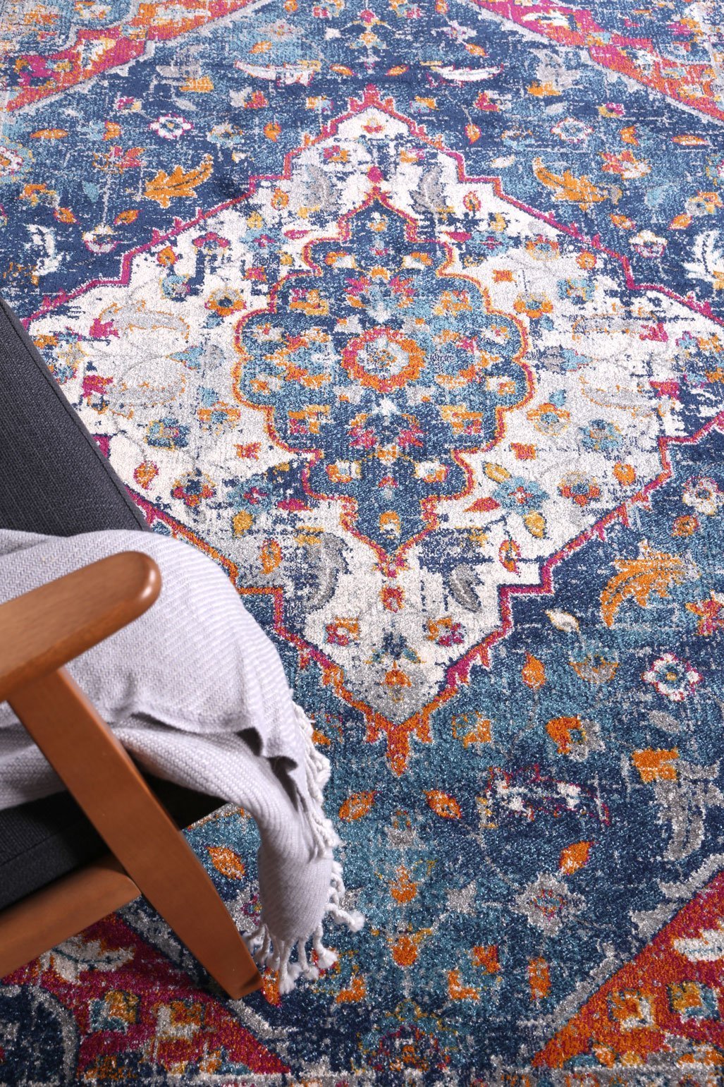 Navy Multi Oriental Rug