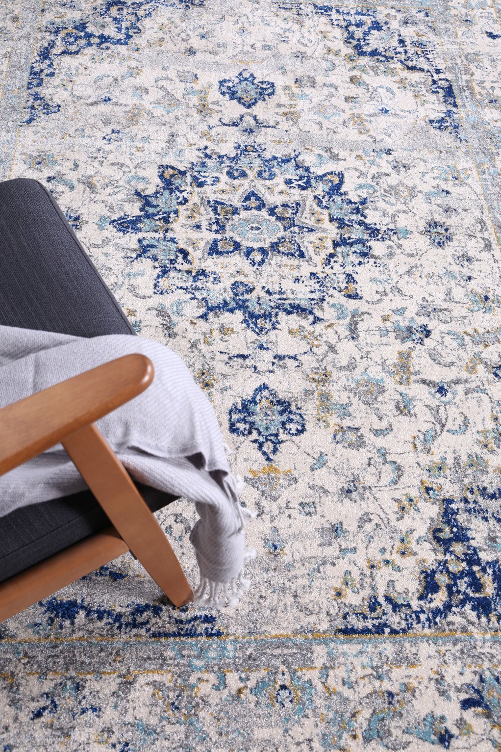 Navy Blue Traditional Rug