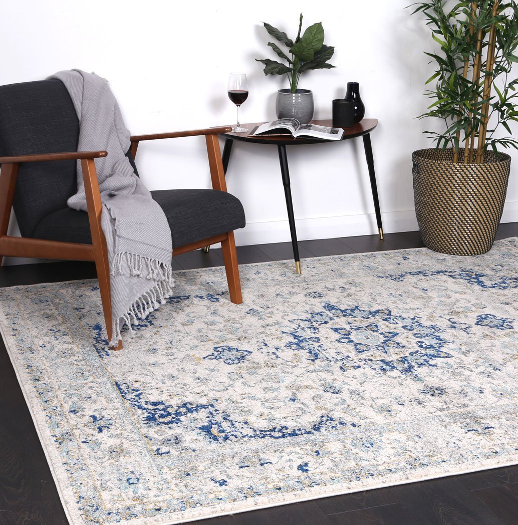 Navy Blue Traditional Rug