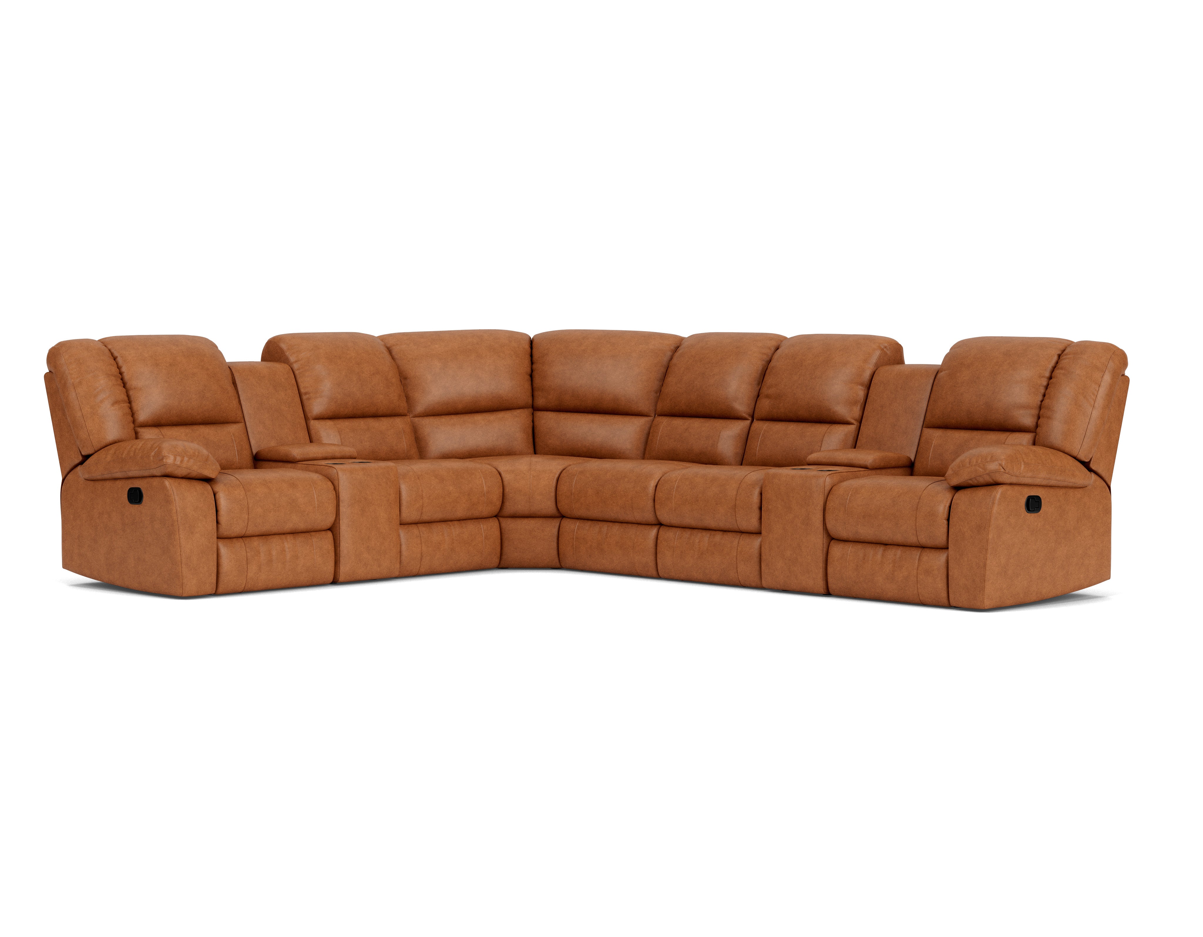 6 Seater Corner Modular with 5 Recliners and 2 Consoles