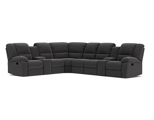 6 Seater Corner Modular with 5 Recliners and 2 Consoles