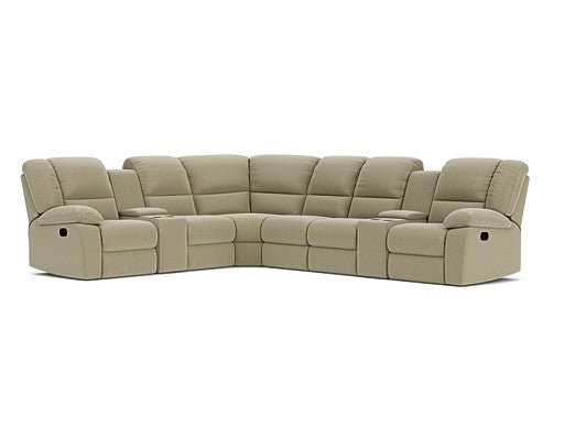 6 Seater Corner Modular with 5 Recliners and 2 Consoles