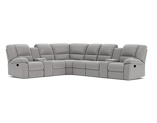 6 Seater Corner Modular with 5 Recliners and 2 Consoles