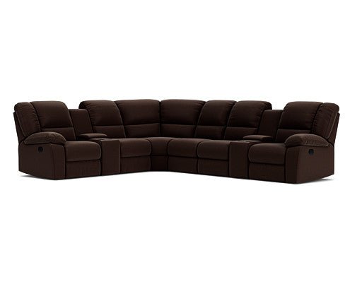 6 Seater Corner Modular with 5 Recliners and 2 Consoles