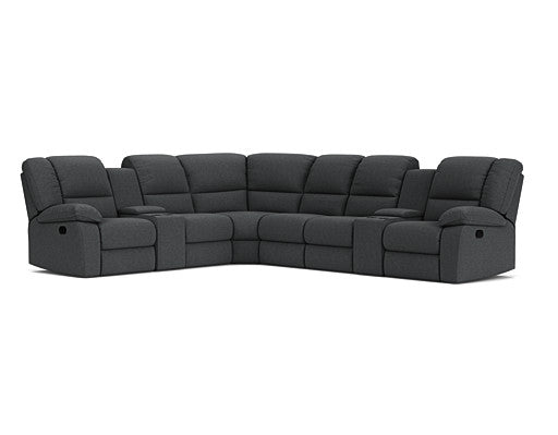 6 Seater Corner Modular with 5 Recliners and 2 Consoles