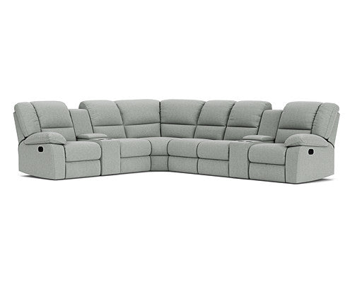 6 Seater Corner Modular with 5 Recliners and 2 Consoles