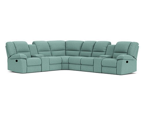 6 Seater Corner Modular with 5 Recliners and 2 Consoles