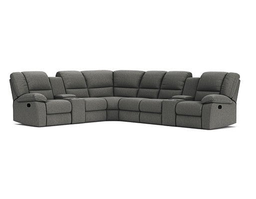 6 Seater Corner Modular with 5 Recliners and 2 Consoles