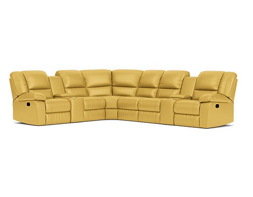 6 Seater Corner Modular with 5 Recliners and 2 Consoles