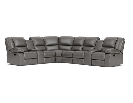 6 Seater Corner Modular with 5 Recliners and 2 Consoles