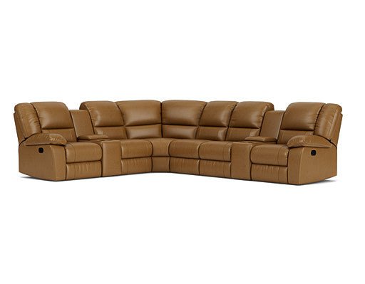 6 Seater Corner Modular with 5 Recliners and 2 Consoles