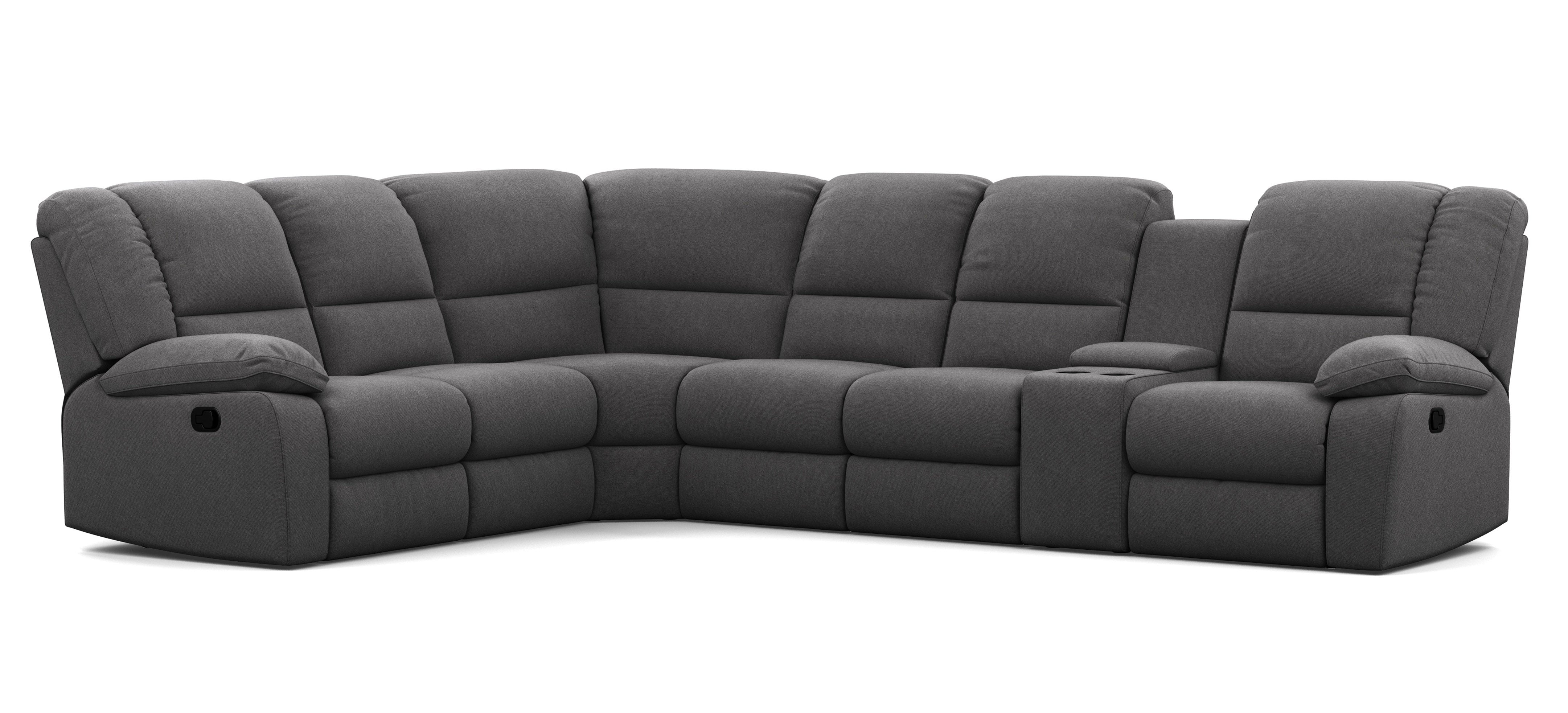 Harmony 6 Seater Corner Modular with 5 Internal Recliners and Console Lounges Plus