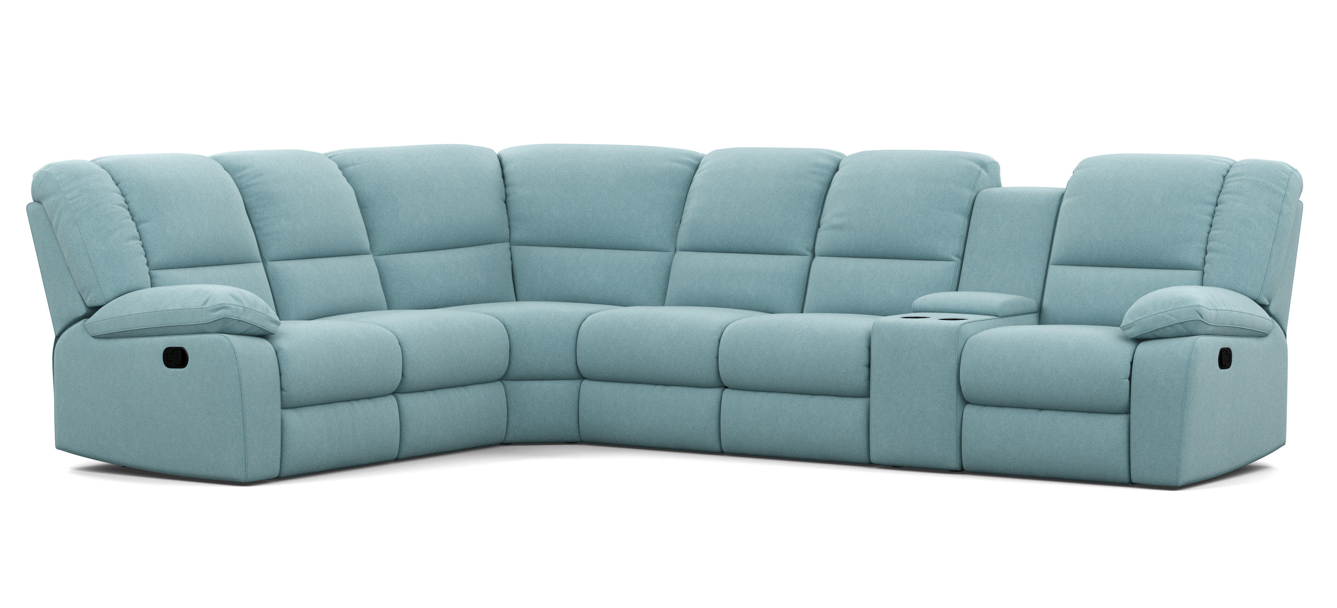 6 Seater Corner Modular with 5 Internal Recliners and 1 Console